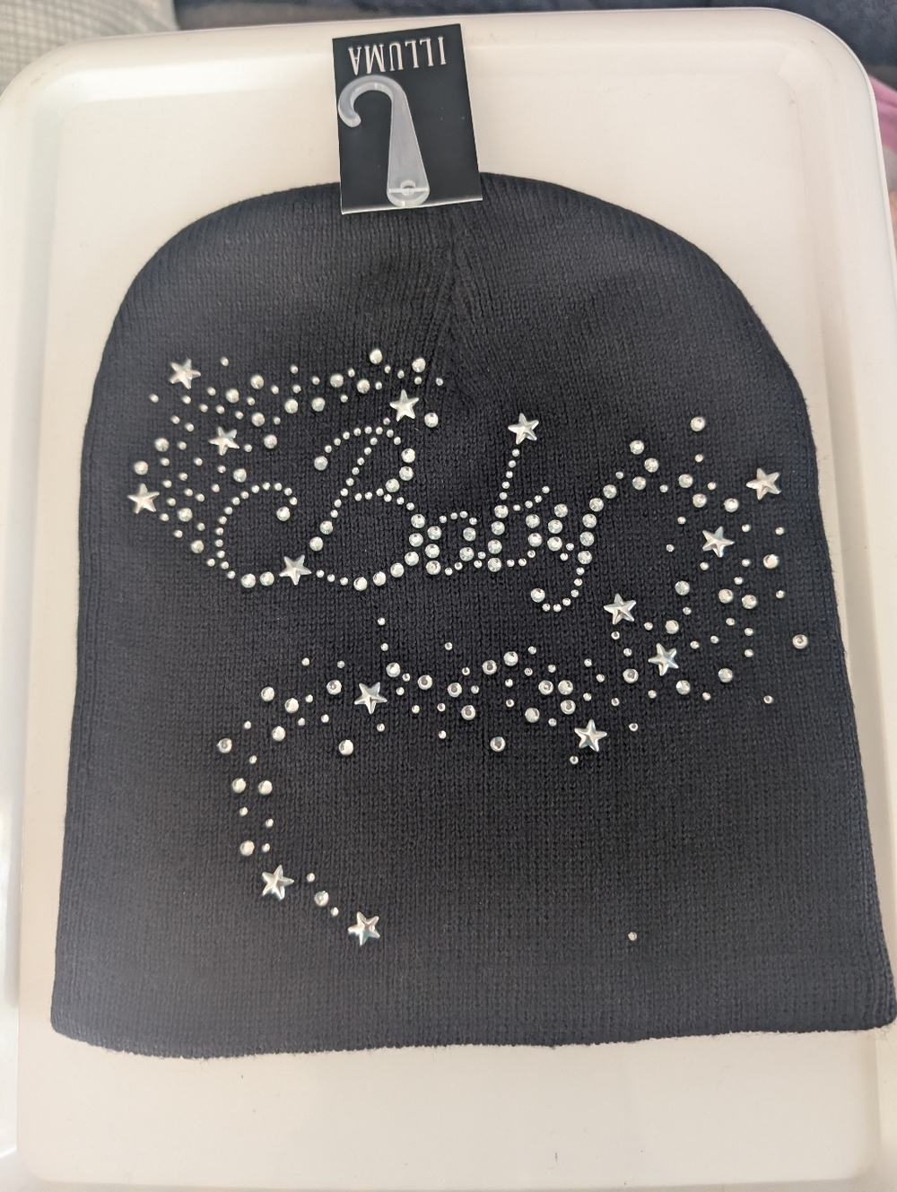 Black Studded 'Baby' Beanie